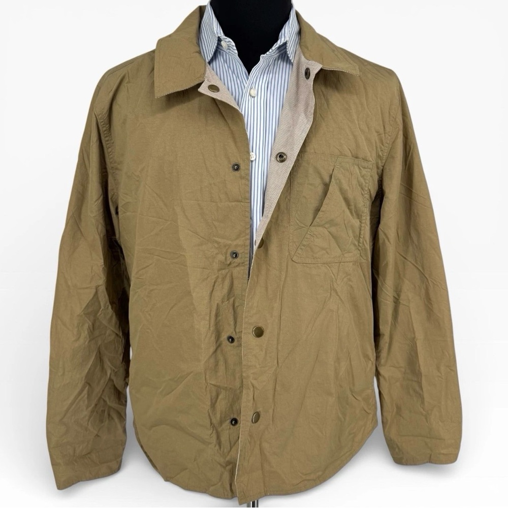 Billy Reid Reversible Shirt Jacket Men’s Medium Tan Nylon / Seersucker Stripe